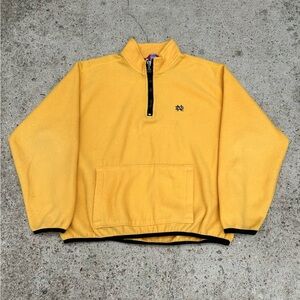 Champion Notre Dame Yellow Fleece Quarter Zip Pullover Sweatshirt Baggy Large